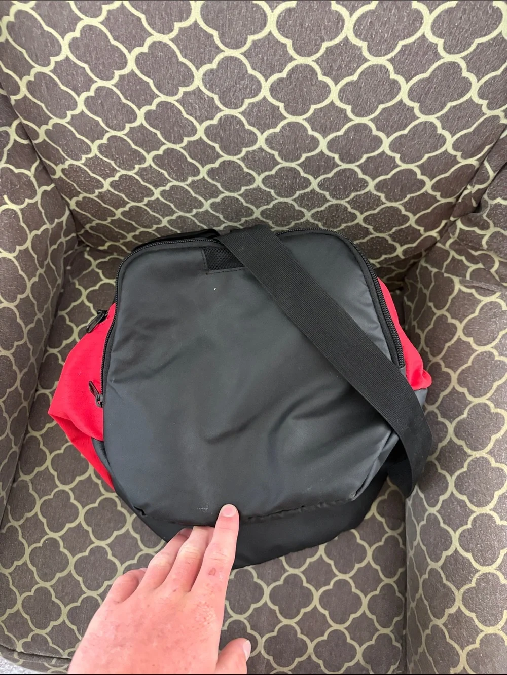 Nike Red and Black Gym Duffel with White Swoosh
